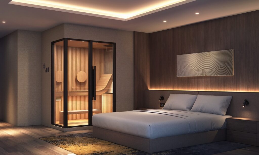 サウナ付き別荘のベッドルーム